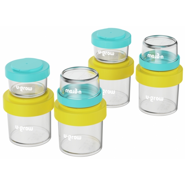 Set 8 recipiente cu capac pentru stocare hrana copii , 4*80ml + 4*220ml, U-Grow