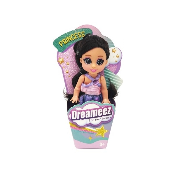 Papusa mini printesa, Dreameez, 12 cm, Negru
