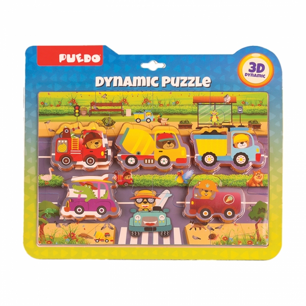 Puzzle trafic - Masinute, 17 piese, spuma EVA, 3+ ani, Multicolor
