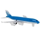 Avion metalic de jucarie cu functie pull-back, 14 cm, Albastru