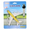 Avion metalic de jucarie cu functie pull-back, 14 cm, Galben