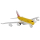 Avion metalic de jucarie cu functie pull-back, 14 cm, Galben
