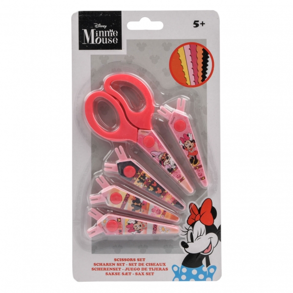 Foarfeca cu 5 lame zimtate, diferite, interschimbabile, Minnie Mouse