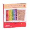 Joc montessori din lemn, tabla inmultirii, blocuri, tabel de multiplicare pana la 9x9, multicolor, 18x18x1.5 cm