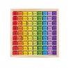 Joc montessori din lemn, tabla inmultirii, blocuri, tabel de multiplicare pana la 9x9, multicolor, 18x18x1.5 cm