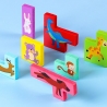 Puzzle din lemn tip tetris, +4 ani, cu animale colorate 3d, 7 piese, multicolor