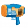 Pistol pentru baloane de sapun, 132 de gauri, lumini colorate, cablu de incarcare, 25 x 13 x 26 cm, Albastru/Portocaliu