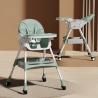 Scaun de masa pentru bebelusi si copii, telescopic, pliabil, masuta reglabila, suport picioare, centura siguranta, Verde