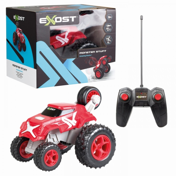 Masinuta de cascadorii cu telecomanda Exost Monster Stunt, scara 1:20, Rosu