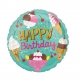 Balon din Folie Metalizata, Mini Figurina Rotunda, Model Inghetata, Happy Birthday, Tematica Aniversare, 45 cm, Ambalaj Individu