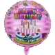 Balon din Folie Metalizata, Figurine, Model 1, Happy Birthday, Tematica Aniversare, 45 cm, Ambalaj Individual, Pai Inclus, Umfla