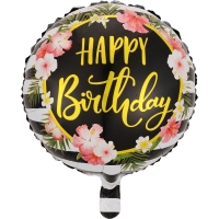 Balon din Folie Metalizata, Figurine, Model 4, Happy Birthday, Tematica Aniversare, 45 cm, Ambalaj Individual, Pai Inclus, Umfla