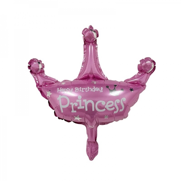 Balon din Folie Metalizata, Mini Figurine, Model Coroana de Printesa, Tematica Aniversare, 42x38 cm, Ambalaj Individual, Pai Inc