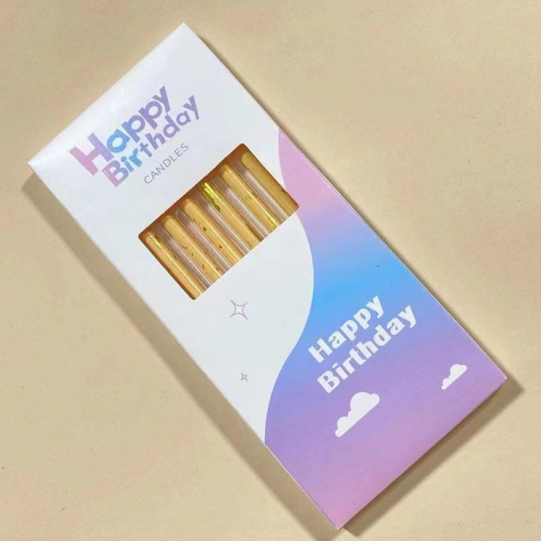 Set 6 Lumanari Lungi, Galben, Model 2, Happy Birthday