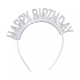 Coronita Decorativa pentru Petreceri, Tema Aniversare, Model Happy Birthday, Marime Universala, Argintiu