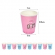 Set 10 Pahare Gender Reveal, Girl or Boy, din Carton, 7 x 5 x 8.5 cm, 250 ml, Roz/Albastru