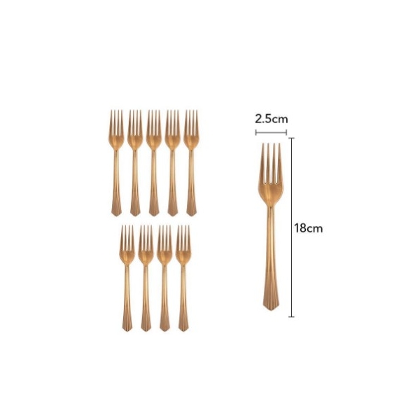 Set 10 furculite de unica folosinta 15.5 x 2.5 cm, bronz