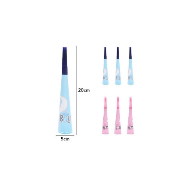 Set 6 Suflatori Gender Reveal, Girl or Boy, din Carton, 20 x 5 cm, Roz/Albastru