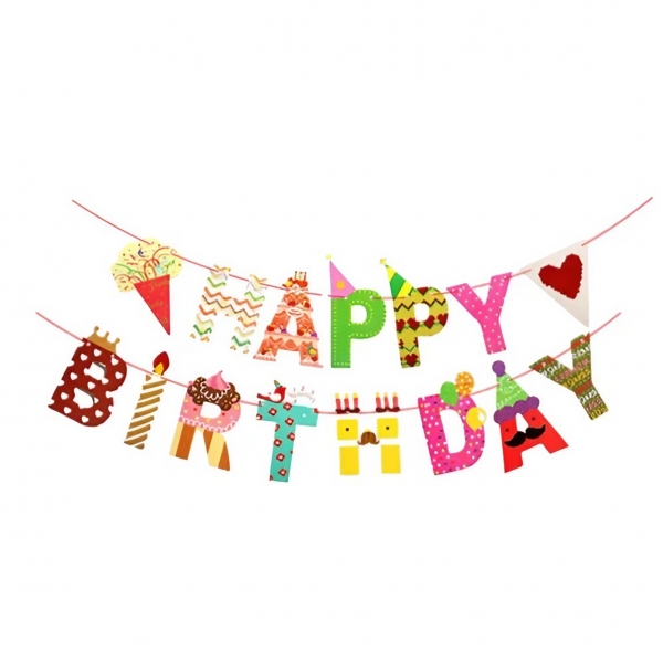 Banner Happy Birthday 100x200 cm, Rola de Ata Inclusa, Tematica Candy, Multicolor