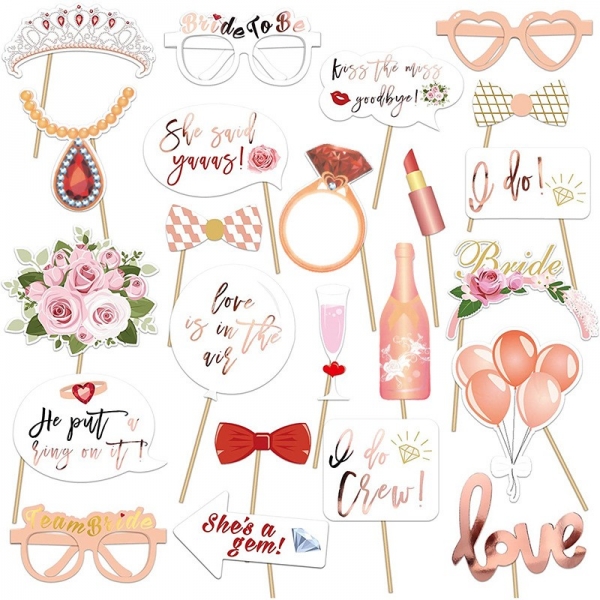 Set 23 de Accesorii pentru Petrecere, Props pentru Coltul de Poze, Tematica Petrecerea Burlacitelor, Roz