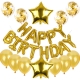 Set baloane din folie metalizata si baloane din latex, baloane folie Happy Birthday, 4 baloane latex Confetti, 6 baloane latex