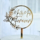 Decoratiune Topper pentru Tort, Model Mr&Mrs Forever, Tematica Nunta, 10 cm, Auriu