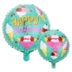 Balon din Folie Metalizata, Mini Figurina Rotunda, Model Inghetata, Happy Birthday, Tematica Aniversare, 45 cm, Ambalaj Individu