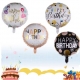 Balon din Folie Metalizata, Figurine, Model 6, Happy Birthday, Tematica Aniversare, 45 cm, Ambalaj Individual, Pai Inclus, Umfla