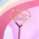 Decoratiune Topper pentru Tort, Model Inimioara Scris Happy Birthday, Tematica Aniversare, Auriu