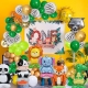 Balon din Folie Metalizata, Mini Figurine Animalute, Model Leu, Tematica Aniversare, 39x58 cm, Ambalaj Individual, Pai Inclus, U