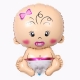 Balon din Folie Metalizata, Figurina Fetita, Tema Botez, 73x48 cm,  Ambalaj Individual, Pai Inclus, Umflare cu Aer sau Heliu, Roz