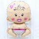 Balon din Folie Metalizata, Figurina Fetita, Tema Botez, 73x48 cm,  Ambalaj Individual, Pai Inclus, Umflare cu Aer sau Heliu, Roz
