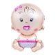 Balon din Folie Metalizata, Figurina Fetita, Tema Botez, 73x48 cm,  Ambalaj Individual, Pai Inclus, Umflare cu Aer sau Heliu, Roz