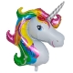 Balon din Folie Metalizata, Mini Figurine, Model Unicorn, Tematica Aniversare, 108x88 cm, Ambalaj Individual, Pai Inclus, Umflar