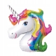 Balon din Folie Metalizata, Mini Figurine, Model Unicorn, Tematica Aniversare, 108x88 cm, Ambalaj Individual, Pai Inclus, Umflar