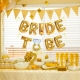 Set baloane din folie metalizata, model Bride to Be cu inel de logodna, litere de 40 cm, baloane party, ambalaj individual, pai inclus, auriu