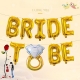 Set baloane din folie metalizata, model Bride to Be cu inel de logodna, litere de 40 cm, baloane party, ambalaj individual, pai inclus, auriu