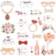 Set 23 de Accesorii pentru Petrecere, Props pentru Coltul de Poze, Tematica Petrecerea Burlacitelor, Roz