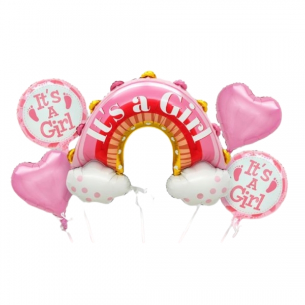 Set baloane it s a girl pentru gender reveal, botez, roz, model 2