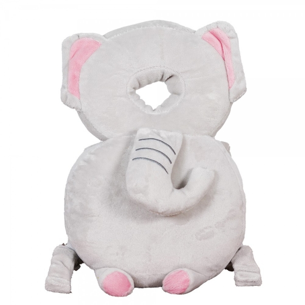 Perna tip rucsac pentru protectia capului, tetiera tip elefant de plus, pentru bebelusi, 33x6x19 cm, 180 g, gri