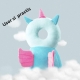 Perna tip rucsac pentru protectia capului, tetiera tip unicorn, pentru bebelusi, 33x6x19 cm, 180 g, albastru