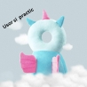Perna tip rucsac pentru protectia capului, tetiera tip unicorn, pentru bebelusi, 33x6x19 cm, 180 g, albastru