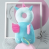 Perna tip rucsac pentru protectia capului, tetiera tip unicorn, pentru bebelusi, 33x6x19 cm, 180 g, albastru
