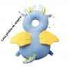 Perna tip rucsac pentru protectia capului, tetiera tip dragon, pentru bebelusi, design tip plasa, 33x6x19 cm, 180 g, albastru
