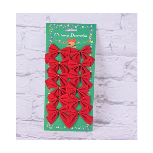 Set 12 fundite pentru brad, Rosii, clasice , 5 x 5 cm, din poliester