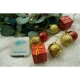 Set de 12 ornamente de brad, de tip Glob, Rosu/ Auriu, din polistiren, cu finisaj sclipitor