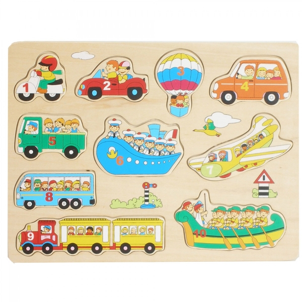 Puzzle din lemn cu tinte 10 piese - Invatam sa numaram