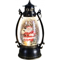 Decoratiune luminoasa, felinar de Craciun, cu lumina led, ornament model lampa cu ulei Mos Craciun, cu maner, 14x7x6 cm, negru