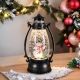 Decoratiune Luminoasa, Felinar de Craciun, cu Lumina LED, Ornament Model Lampa cu Ulei Om de Zapada, cu Maner, 14x7x6 cm, Negru