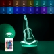Lampa LED decorativa, 3D, Chitara, din material acril si lumina multicolora, alb